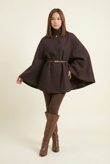 Soline Mid-Length Cape – Brown