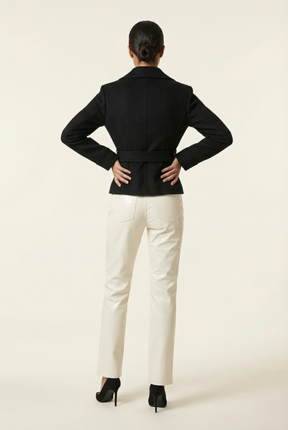 Claudia Short Belted Blazer – Black