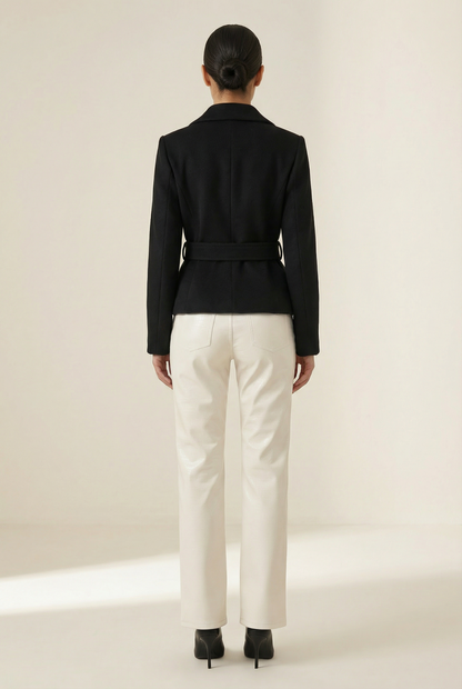 Claudia Short Belted Blazer – Black