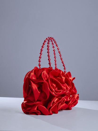Adahy Flower Satin Bag In Red 