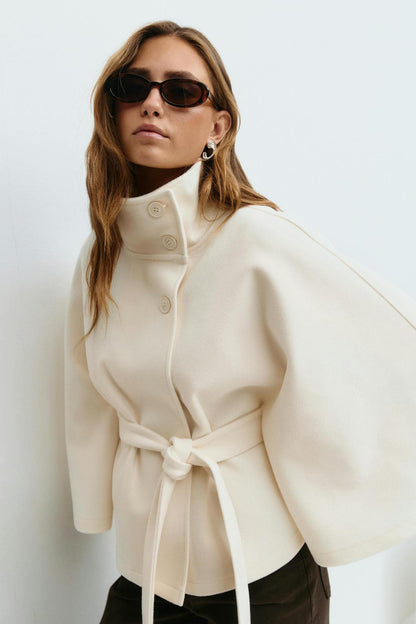 Capella Short Cape Coat – White
