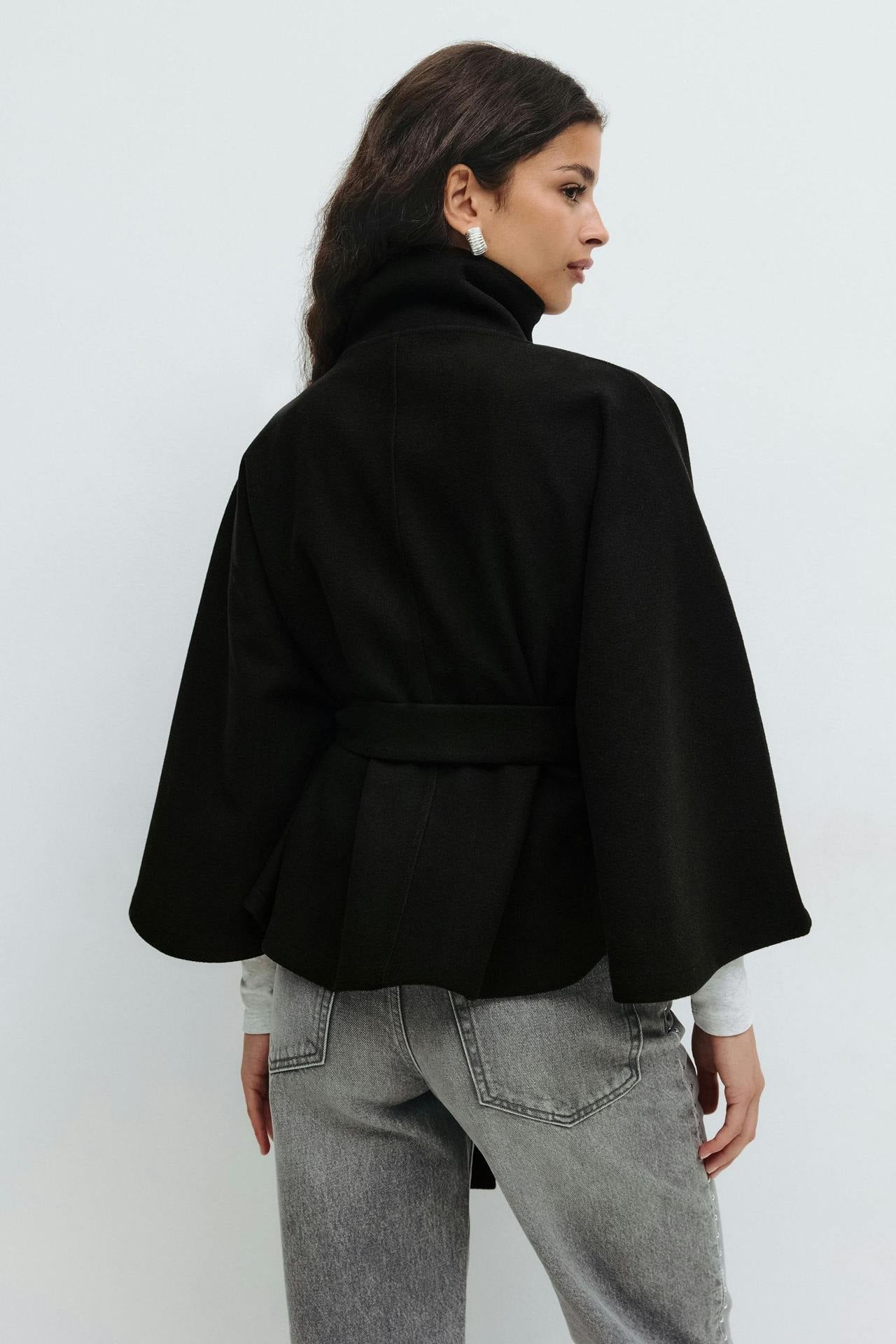 Capella Short Cape Coat – Black