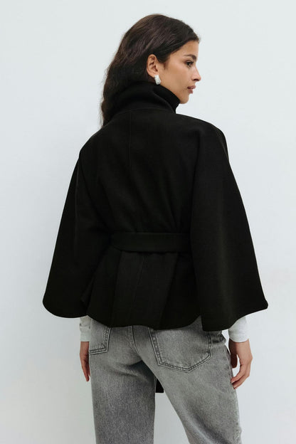 Capella Short Cape Coat – Black