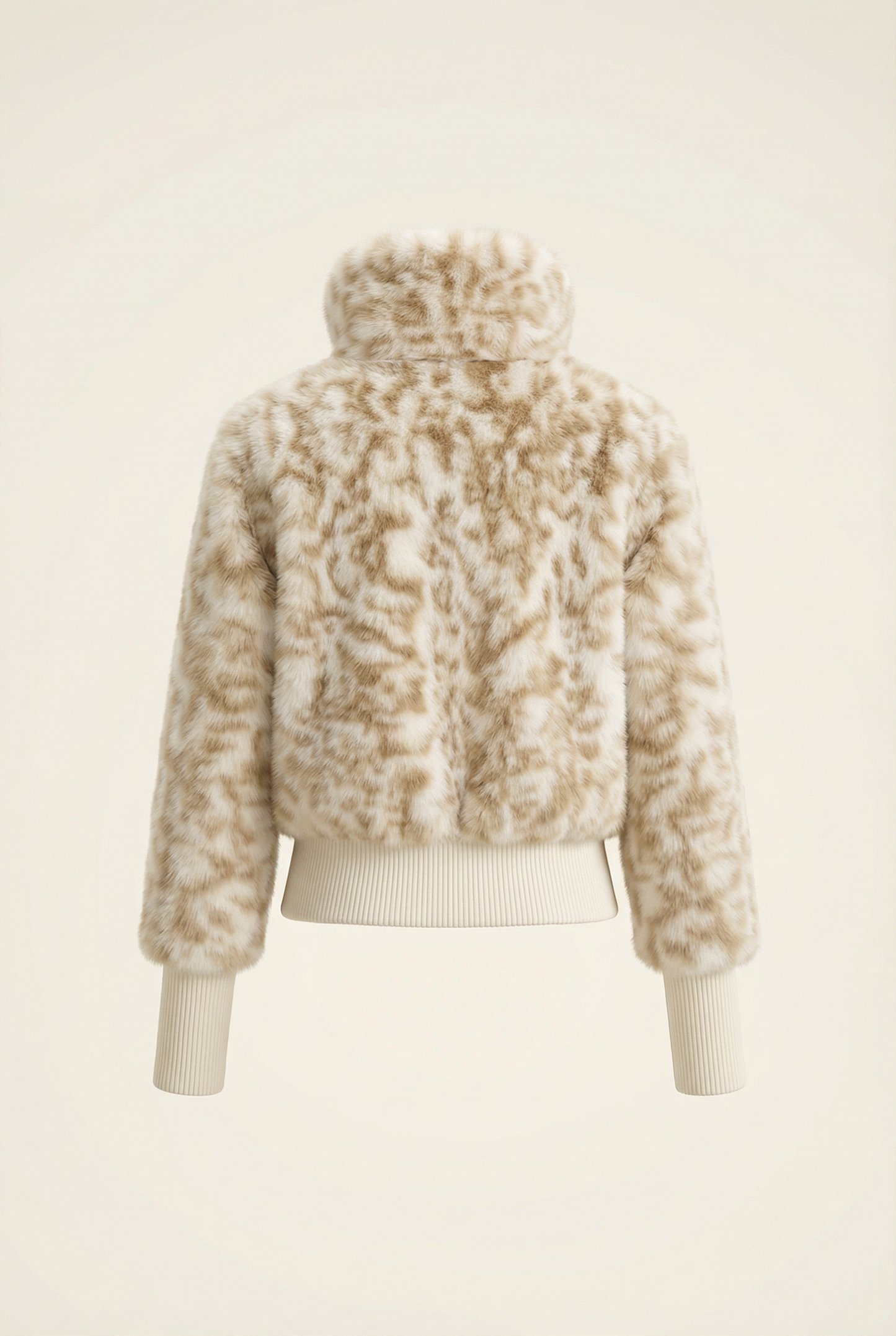 Julie Short Jacket with Stand Collar – Beige &amp; Brown