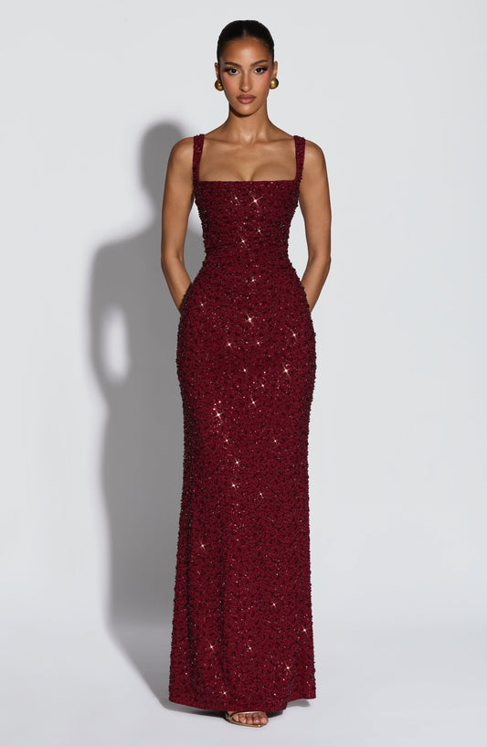 Calanthe Maxi Dress - Burgundy Sparkle