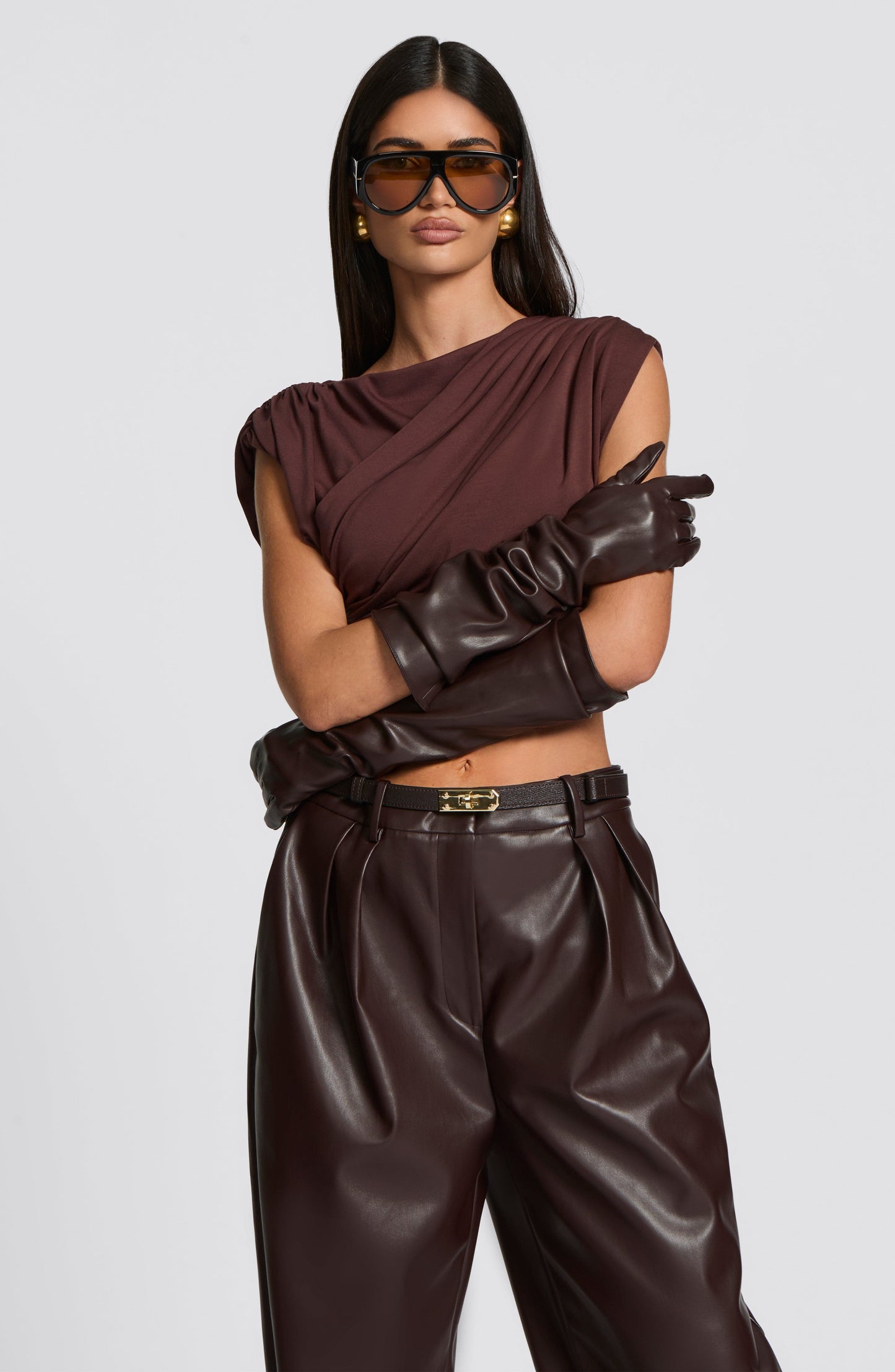 Frankie Gloves - Plum Brown