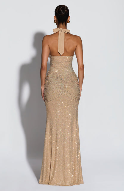 Rosetta Maxi Dress - Gold Sparkle